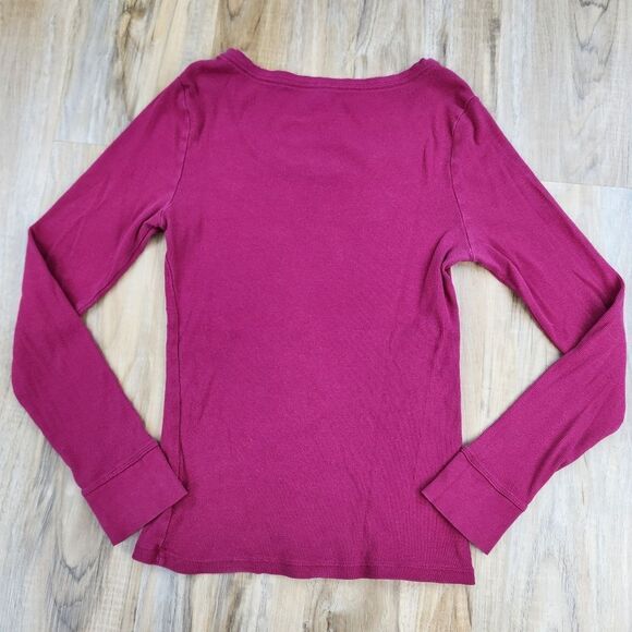 🍑Faded Glory Maroon Ribbed Scoop Neck Long Sleeve Top Large - Picture 3 of 9